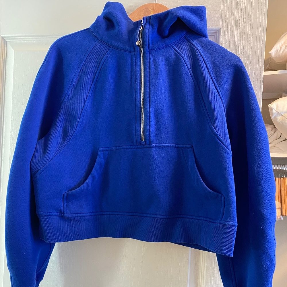 COPY - Lululemon cropped scuba half zip galactic blue